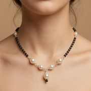 Pearl Mangalsutra in 925 Sterling Silver Rhodium Plated 17 inches